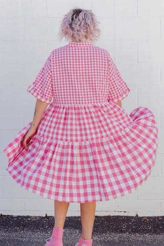 Effie Dress - Pink Gingham