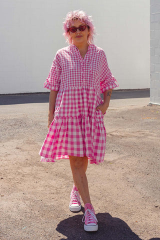 Effie Dress - Pink Gingham