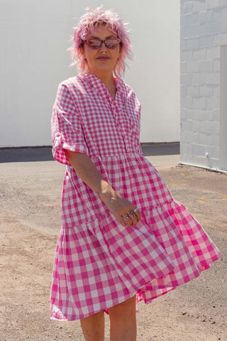 Effie Dress - Pink Gingham