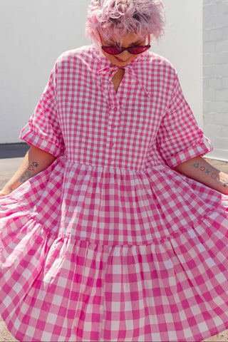 Effie Dress - Pink Gingham