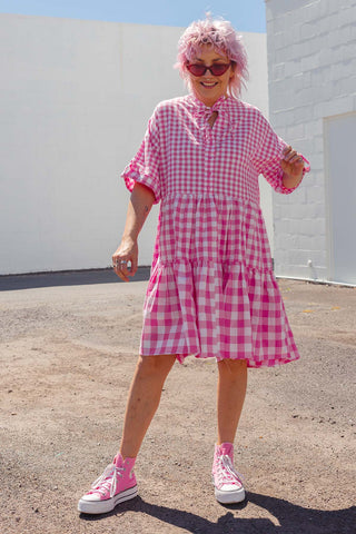 Effie Dress - Pink Gingham