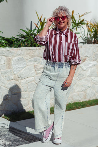 Emilia Shirt - Cherry Stripe