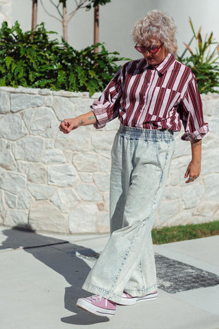 Emilia Shirt - Cherry Stripe