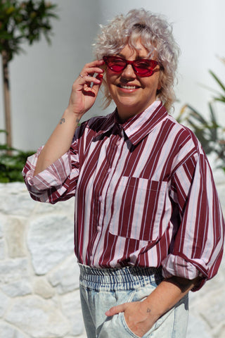 Emilia Shirt - Cherry Stripe