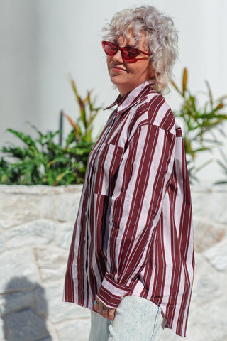 Emilia Shirt - Cherry Stripe