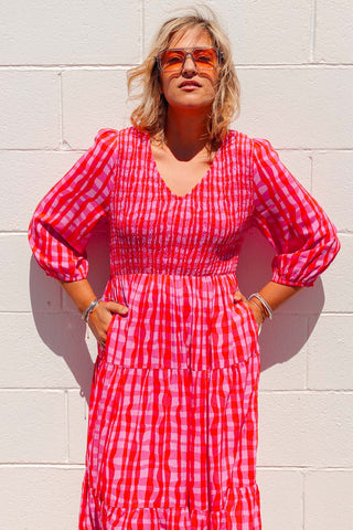 Emmy Dress - Pink & Red