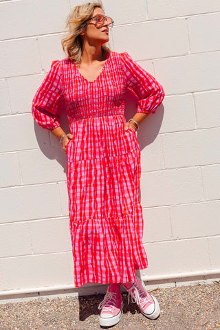 Emmy Dress - Pink & Red