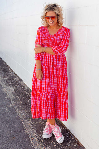 Emmy Dress - Pink & Red