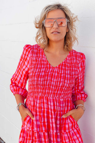 Emmy Dress - Pink & Red
