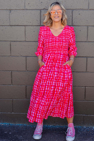 Emmy Dress - Pink & Red
