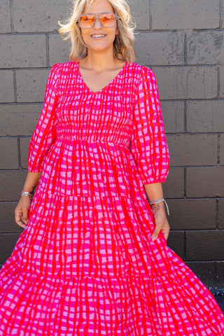 Emmy Dress - Pink & Red