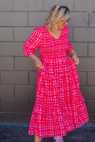 Emmy Dress - Pink & Red