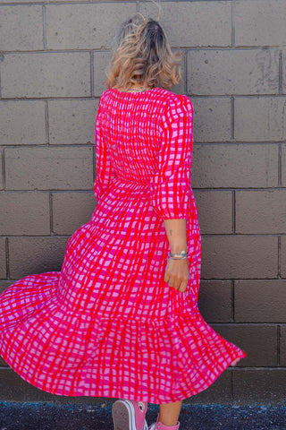 Emmy Dress - Pink & Red