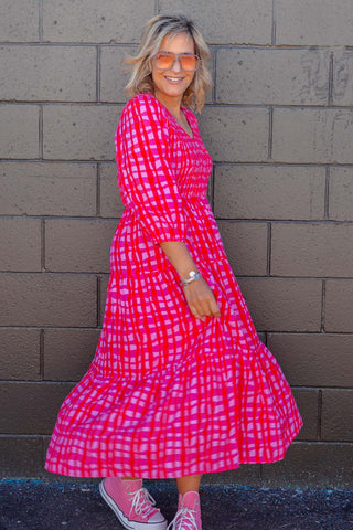 Emmy Dress - Pink & Red