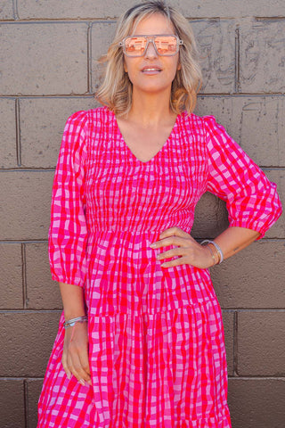 Emmy Dress - Pink & Red