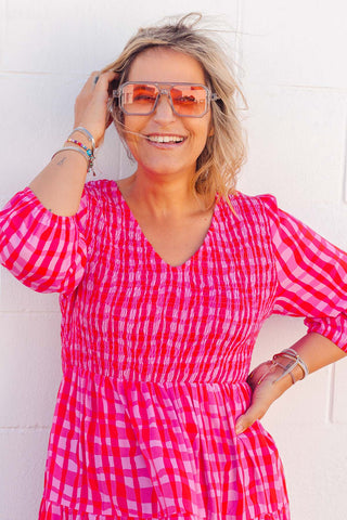 Emmy Dress - Pink & Red