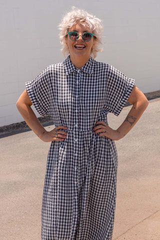 Etta Dress - Navy Gingham