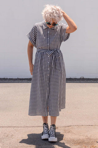 Etta Dress - Navy Gingham