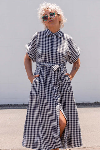 Etta Dress - Navy Gingham