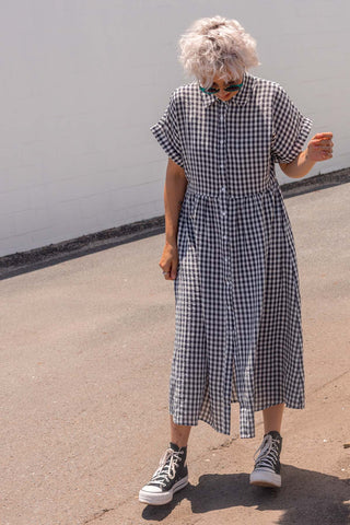 Etta Dress - Navy Gingham