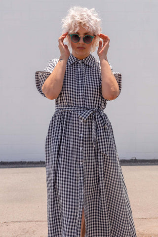 Etta Dress - Navy Gingham