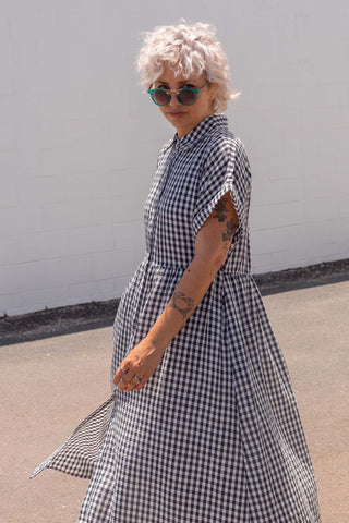 Etta Dress - Navy Gingham