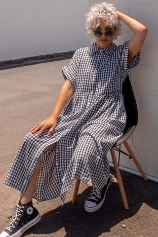 Etta Dress - Navy Gingham
