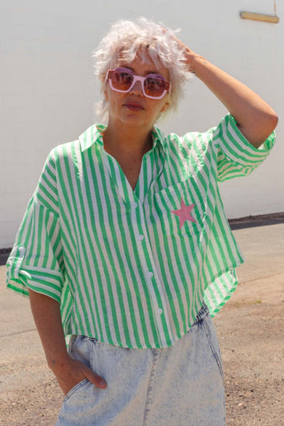 Eve Shirt - Green Stripe