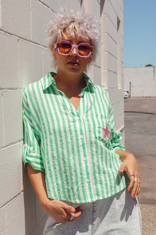 Eve Shirt - Green Stripe