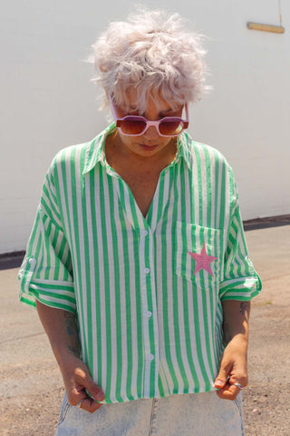 Eve Shirt - Green Stripe