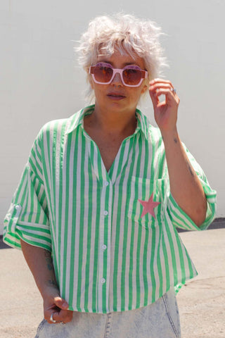 Eve Shirt - Green Stripe