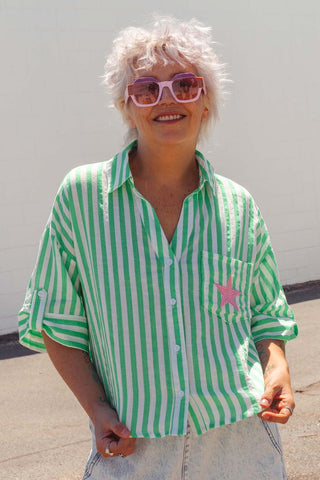 Eve Shirt - Green Stripe
