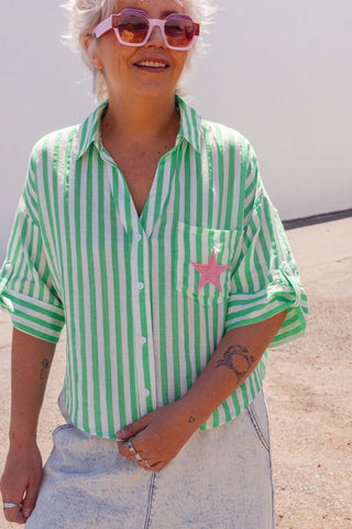 Eve Shirt - Green Stripe