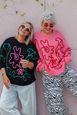 Flower Sketch Knit - Black