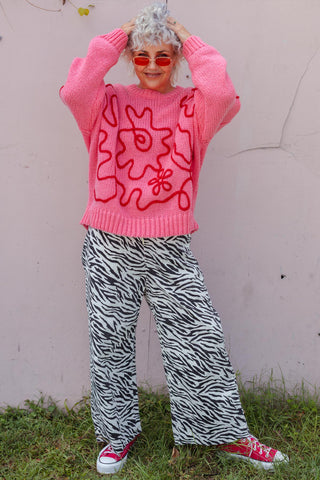 Flower Sketch Knit - Pink