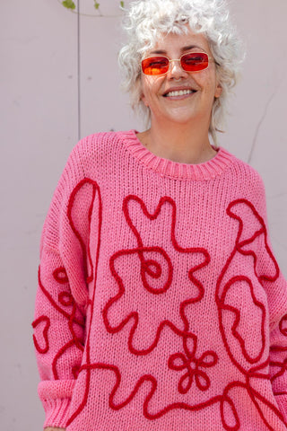 Flower Sketch Knit - Pink