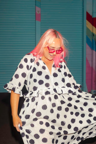 Freya Dress - Polka Dot Black & White