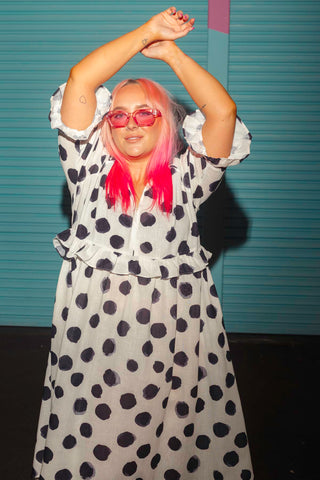 Freya Dress - Polka Dot Black & White