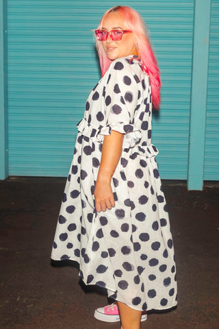 Freya Dress - Polka Dot Black & White