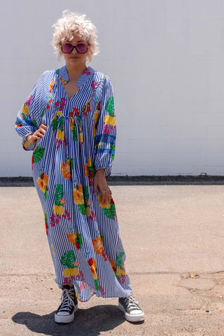 Juno Dress - Blue Stripe