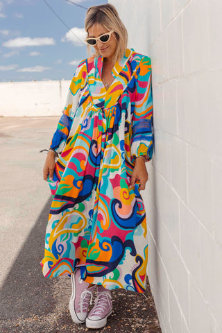 Juno Dress - Flower Child Blue