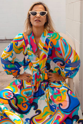 Juno Dress - Flower Child Blue