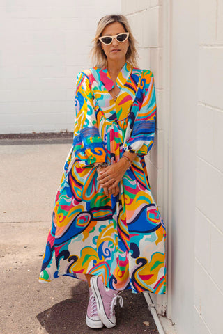 Juno Dress - Flower Child Blue