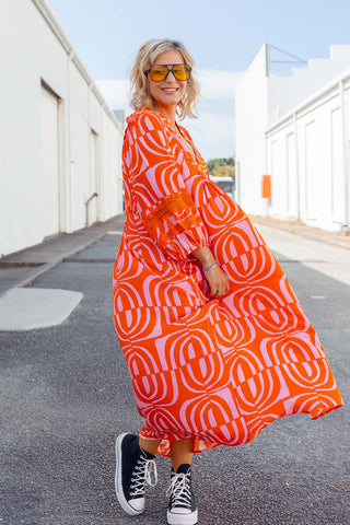 Juno Dress - Wavy Orange