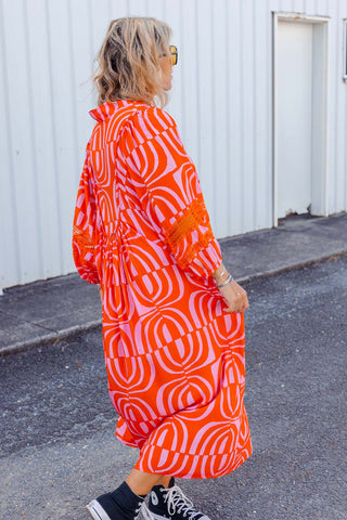 Juno Dress - Wavy Orange