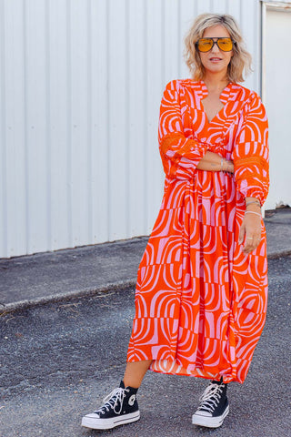 Juno Dress - Wavy Orange