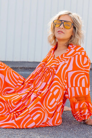 Juno Dress - Wavy Orange