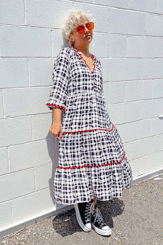 Keira Dress - Wavy Gingham