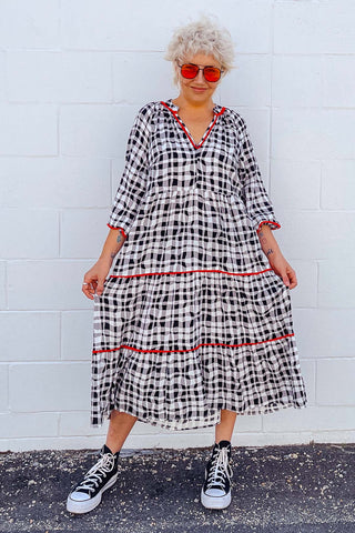 Keira Dress - Wavy Gingham