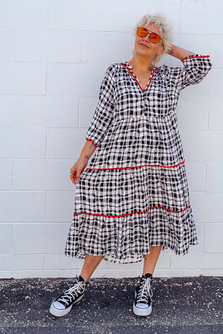 Keira Dress - Wavy Gingham